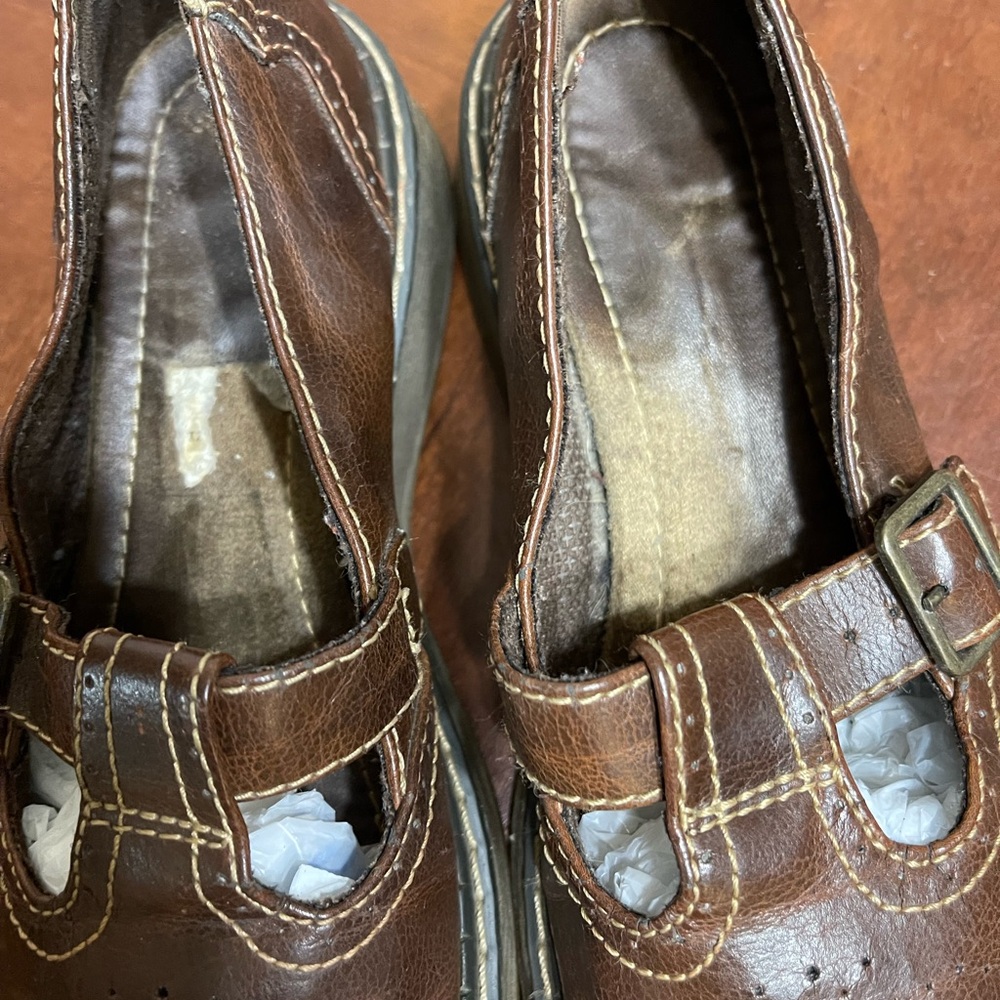 Airwalk Brown Leather Mary Jane Loafers with Buckle - Picture 9 of 10